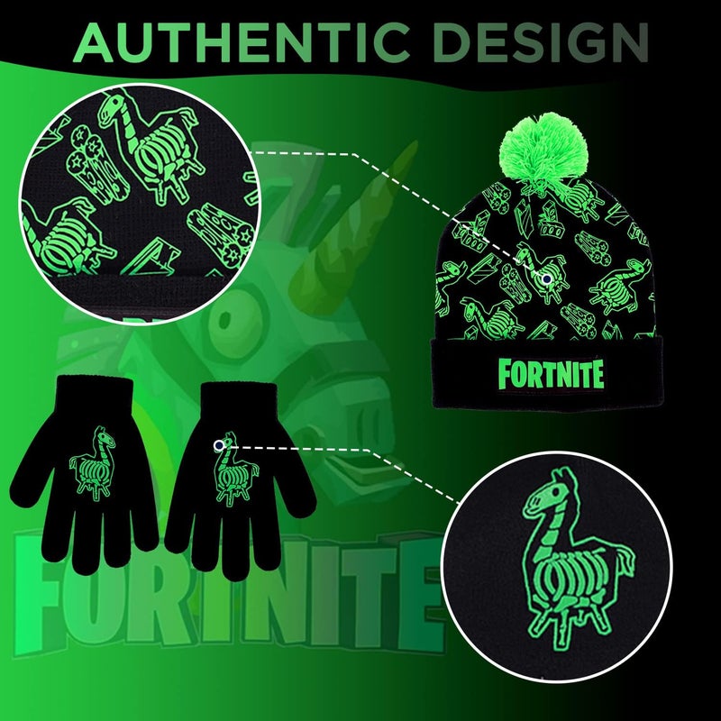 FORTNITE قبعة شتوية للأولاد وقفازات ثلج للأولاد مجموعة من قطعتين - Image 5